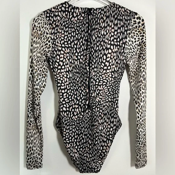 NWT HURLEY One Piece Leopard Print Long Sleeve Bathing Suit RASH GUARD - Picture 2 of 7